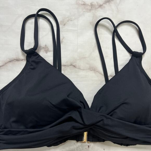 LRL Ralph Lauren Beach Club Solids Black Twist Underwire Bikini Top Size 8 New - Picture 3 of 6